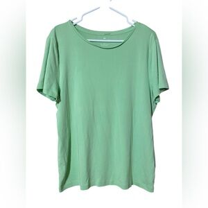 Talbots Pima Cotton Tee Shirt Top Women’s 1X Green Short Sleeve Stretch Comfort
